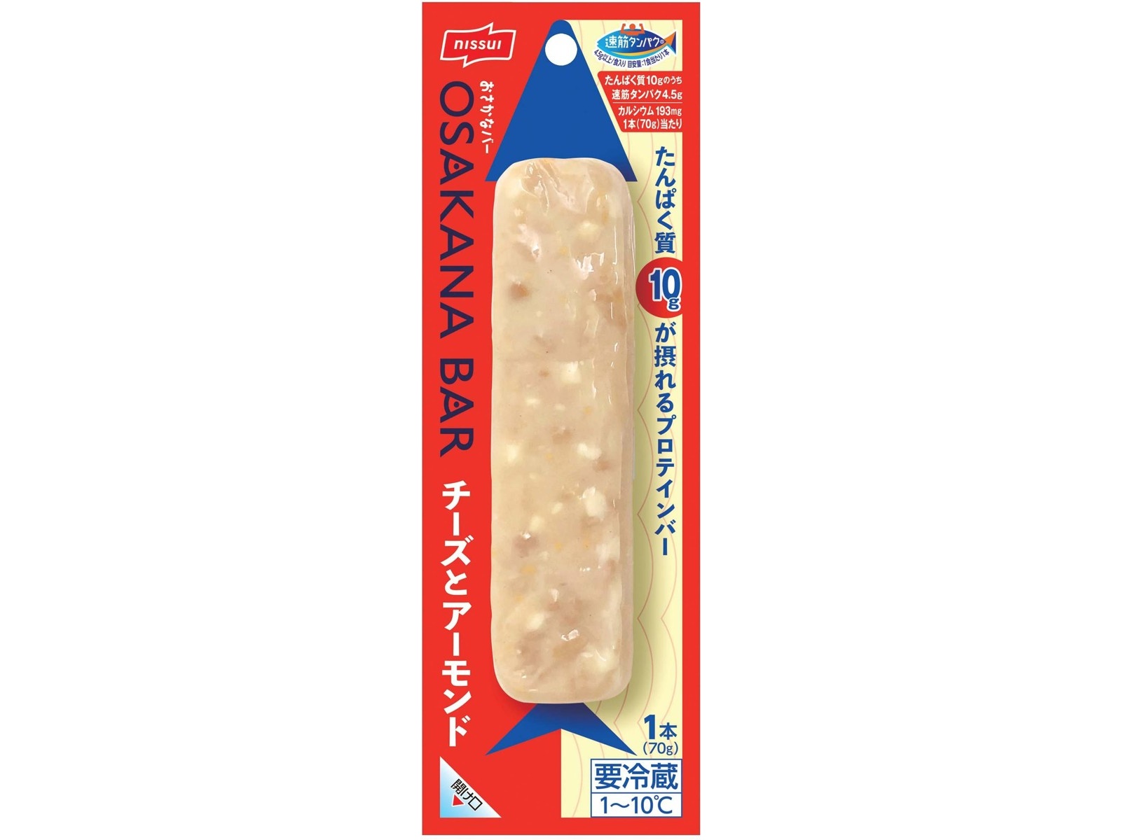 ニッスイ 速筋タンパクおさかなバー チーズとアーモンド 70g
