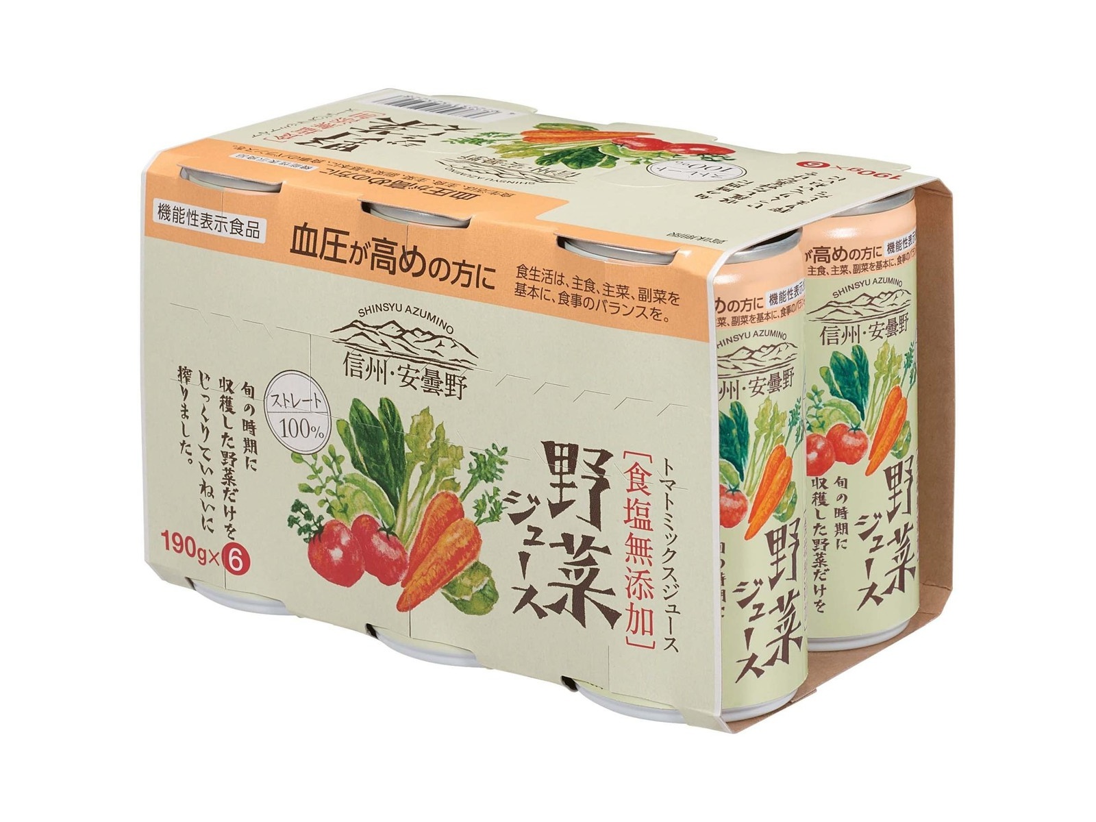 ゴールドパック 信州・安曇野野菜ジュース(食塩無添加) 190g×6缶組